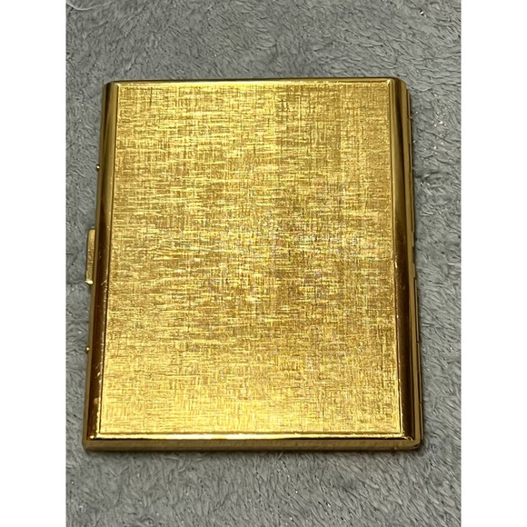 Vintage Japanese Black Enamel Gold Tone Cigarette Case Slim Banning Snickoui - Picture 2 of 8